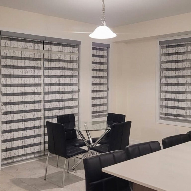 Zebra blinds on office windows