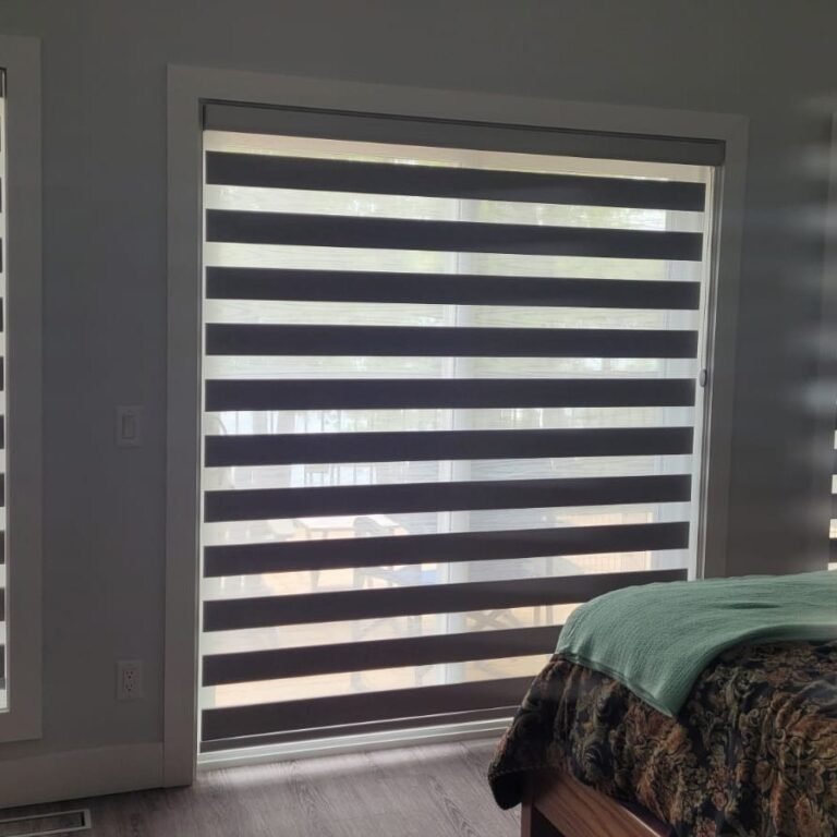 Zebra blind on a bedroom window