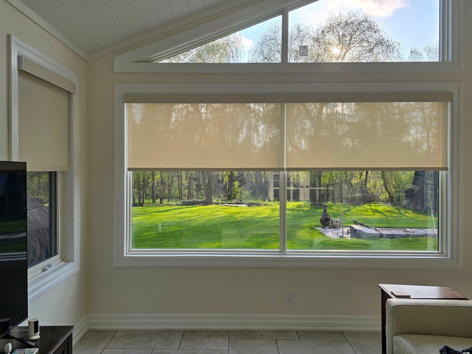 Roller Shades — sunroom installed by Cachet Blinds