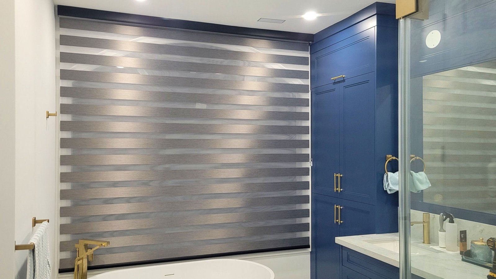 Zebra Blinds — ensuite bath installed by Cachet Blinds